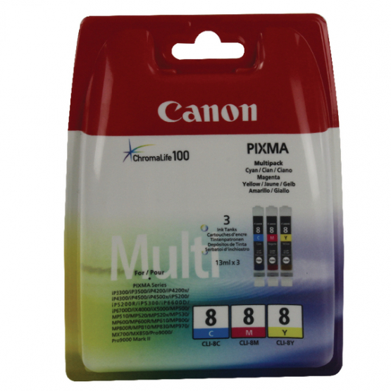 Canon Tri Colour Ink Cartridge - Cyan, Magenta, Yellow (0621B029) 